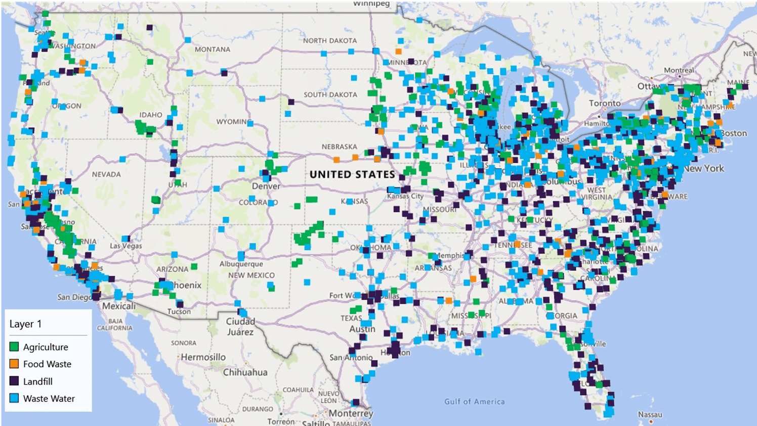 Biogas Americas biogas projects in the United States snapshot.